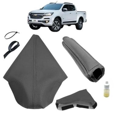 Imagem de Forro Coifa Courvin E Capa Alavanca Freio De Mão Compatível Com S10 Advantage Ltz Ls 2012 Á 2019 (PRETO LISO)