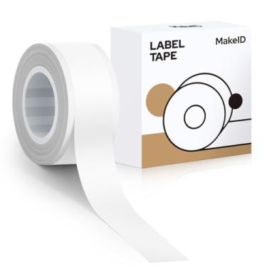 Imagem de MakeID Refil de fita adesiva E1 Q1, 12 mm x 4 m (1,2 cm x 13') adesivo contínuo laminado térmico à prova d'água autoadesivo multiuso substituição de fita de etiquetagem