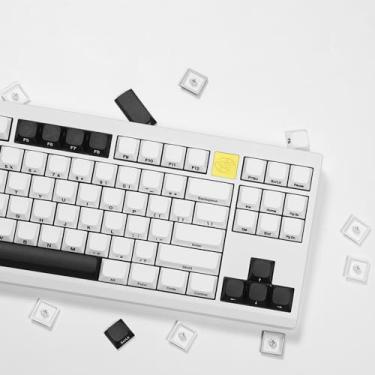 Imagem de Arctic Side Print Conjunto de teclas de perfil baixo personalizadas, teclas 75% completas para 60% 65% 75% 80% 100% Cherry Gateron MX Switches Teclado mecânico (branco floco)