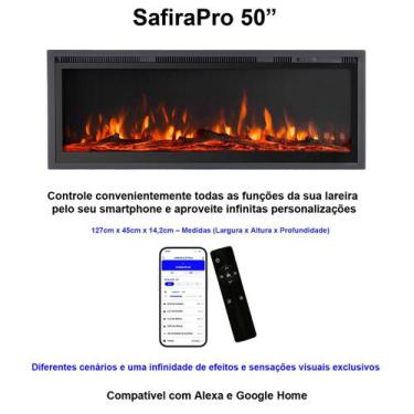 Imagem de Lareira Elétrica Wgrif Lareira De Embutir Safira Pro 50" (Cor Preta) 2