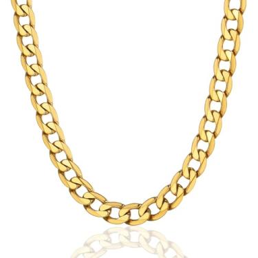 Imagem de ChainsPro Colar de corrente cubana masculina, banhado a prata/preto/ouro, aço inoxidável, corrente de elos cubanos, 4/6/9/13 mm de largura, 35,5 a 76,2 cm de comprimento, acessórios hip hop, joias