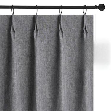 Imagem de WdFour Cortinas de janela pequenas plissadas, blackout completo de linho para banheiro, sala de estar, quarto, bloquear luzes e oferecer privacidade. (branco acinzentado, 106,7 cm L x 137 cm C)