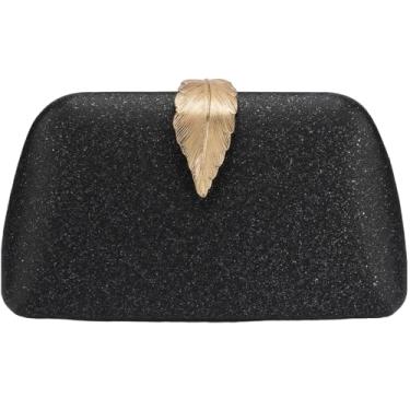 Imagem de TANMESSO Bolsa clutch de lantejoulas para mulheres, elegante bolsa de noite para casamentos, festas e ocasiões formais, Preto
