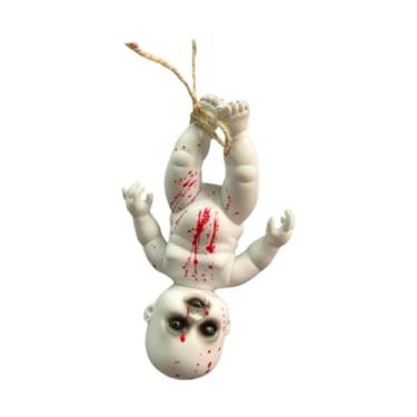 Imagem de menolana Adereços assustadores, boneca assombrada pendurada, decoração de terror, brinquedo de terror, adereço de Halloween, boneca de bebê, bonecas, Menino Grande