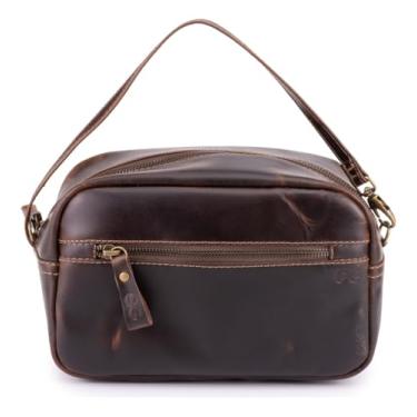 Imagem de Necessaire Frasqueira Mini Bolsa Organizadora Couro Legítimo(Brown)
