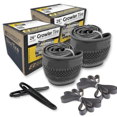 Imagem de Kit de substituição de pneu Growler Tire 66 x 2,125 polegadas com ou sem tubos internos. Inclui ferramentas. Serve para bicicletas com aro ou rodas de 26 x 4,75 ou 26 x 2,125 (sem logotipo, pacote com 2 sem tubos)