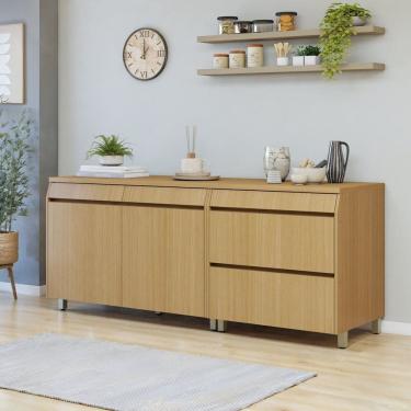 Imagem de Cozinha Completa Modulada 2 Peças 3 Portas 3 Gavetas 100% Mdf Carvalho