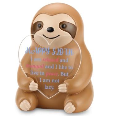 Imagem de Estatueta de preguiça feliz de apoio emocional com citação positiva, presente de escultura de resina para mulheres e homens, decoração inspiradora para mindfulness, alívio do estresse, aniversário