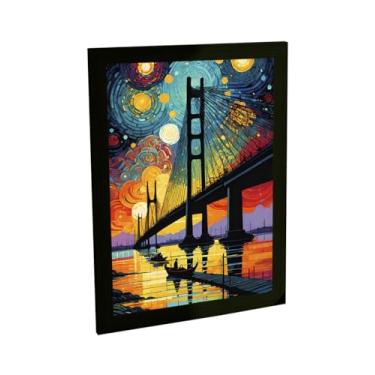 Imagem de Quadro Decorativo Ponte Golden Gate Ilustração Van Gogh Decoração Poster Quarto Sala
