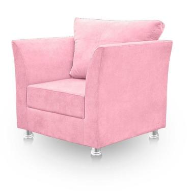 Imagem de Poltrona Decorativa Para Sala E Quarto Lisboa Suede Rosa Bebê
