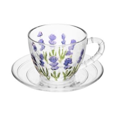 Imagem de Xícara De Chá Com Pires 220ml Lavanda Vidro Transparente - LYOR