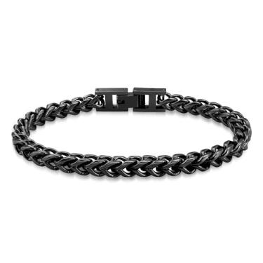 Imagem de Hoyazvet Pulseira masculina de corrente Franco - 5 mm, 8 mm, 10 mm de largura - Aço inoxidável/metal preto/metal dourado 18 K - Presente de joias com fecho dobrável para homens, pai, marido, 7.5