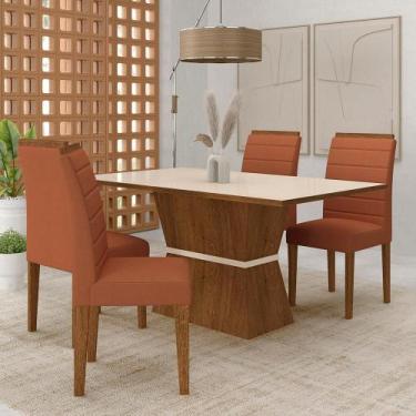 Imagem de Mesa 1,36 Biella Com 4 Cadeiras Estofadas Freijó/off/sd Terraco - M.a 