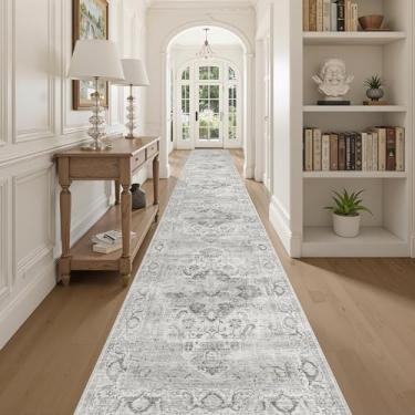 Imagem de xilixili Tapete de corredor lavável de 6 x 40 cm - Antiderrapante Longo Vintage Corredor Tapete para Cozinha Resistente a Manchas Tapete Impermeável para Sala de Estar Entrada Quarto Lavanderia Marfim