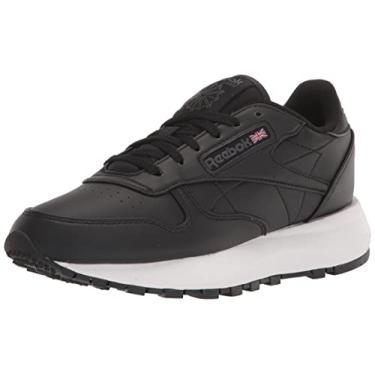 Imagem de Reebok Tênis feminino clássico de couro Sp, Coleção vegana/preto/cinza puro, 8.5
