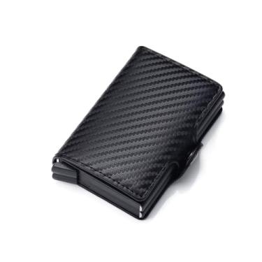 Imagem de Carteira Slim Porta Cartões Masculina RFID Antifurto – PU Premium, Impermeável, Compacta com Ejeção Automática