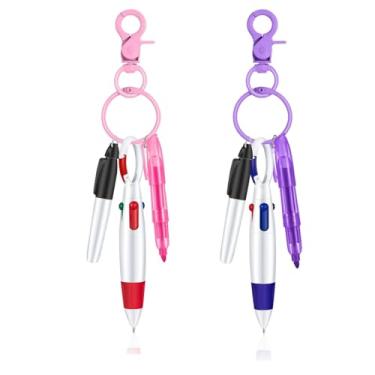 Imagem de XIANFANG Canetas esferográficas retráteis de 4 cores, pacote com 2 canetas multicoloridas, canetas 4 em 1 de escrita suave para escola, escritório, trabalho, anotações, diário (preto, azul, vermelho