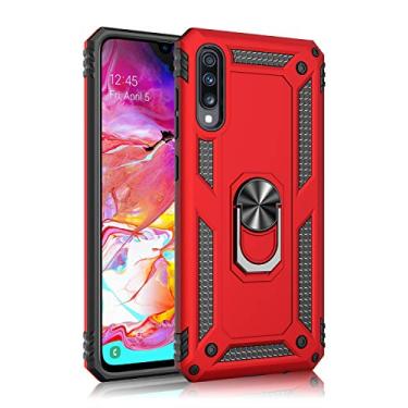 Imagem de SORAKA Capa para Samsung Galaxy A70 com suporte para anel Capa Slim Fit de TPU macio Capa Samsung Galaxy A70 com placa de metal para suporte magnético de telefone para carro