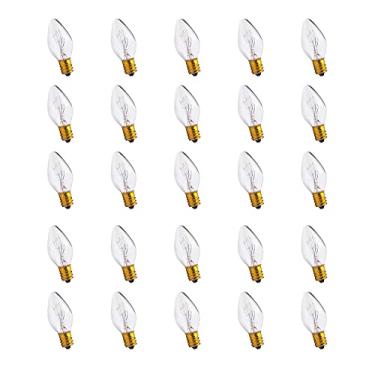 Imagem de lumenivo Lâmpadas noturnas coloridas de 7 watts incandescentes C7 7W C7 Christmas Village, base de candelabro, lâmpadas transparentes para velas de janela, substituições de luz decorativa - 120 V