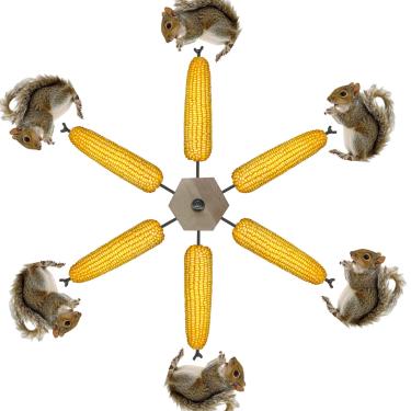 Imagem de Alimentador de esquilo para moinho de vento, brinquedos de esquilo, alimentador giratório JZDF para esquilos, espigas de milho para esquilos, espiga de milho fácil de encher, alimentador de esquilo de