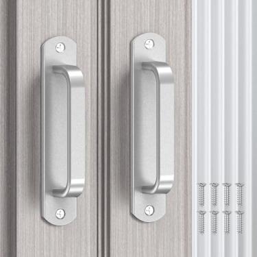 Imagem de Mixizigoz Maçaneta deslizante de porta de celeiro de 14 cm - Puxadores de armário de liga de alumínio para armário, gaveta, garagem, porta de cerca e beliche - corrimão seguro, aderência confortável e