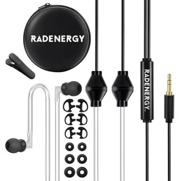 Imagem de RadEnergy Fones de ouvido Airtube, fones de ouvido sem EMF, fones de ouvido com tubo de ar com bolsas com zíper, som 3D, controle de volume do microfone, para reuniões de trabalho, dormir, academia