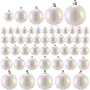 Imagem de Shappy 50 peças de enfeites iridescentes de Natal, Dia das Bruxas, transparente, faça você mesmo, à prova de estilhaçamento, bola de arco-íris, enfeite de Natal, 5 tamanhos diferentes para festa