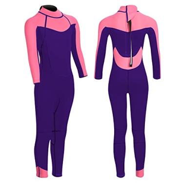 Imagem de REALON Roupa de mergulho infantil de neoprene para meninos e meninas 3 mm, roupa de banho térmica para crianças pequenas, com zíper nas costas, água fria para natação, caiaque, surfe, passeios de