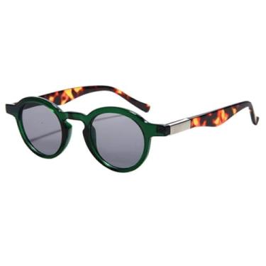 Imagem de HPIRME Óculos redondos pequenos retrô punk degradê com armação uv400 feminino e masculino (verde e preto)