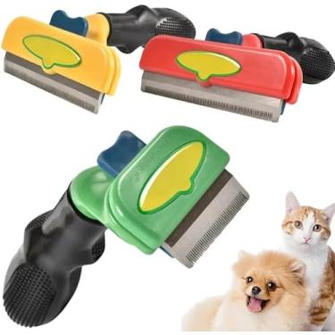 Imagem de Escova Rasqueadeira Para Cachorro e gato De Porte Médio Pet Aço Pente Depilação De Gato E De Corte Tosa tira pelos Cor Laranja