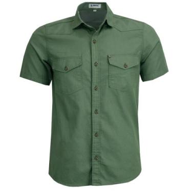 Imagem de Camisa Social Masculina Manga Curta Estilo Militar Luxo - Amil, Milita