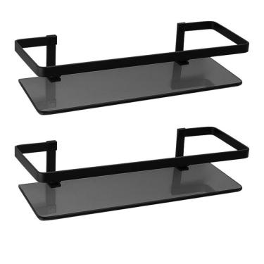 Imagem de Kit 2 Porta Shampoo Reto Preto Rectangular Luxo Banheiro