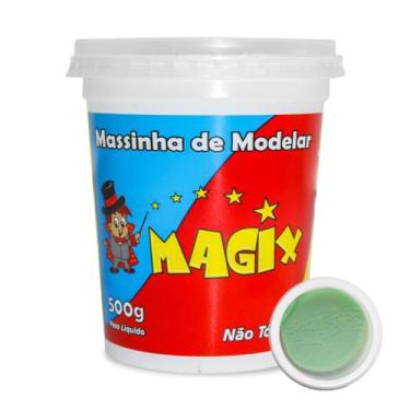 Imagem de Pote Massinha De Modelar Infantil Escolar Atoxica Magix 500g, Verde