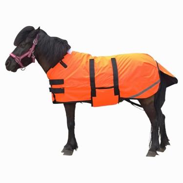 Imagem de LEAFOREST 300 Denier Tapete de pônei impermeável Tapete de potro Tapete de afluência Miniatura Burro Cobertor de Inverno (Enchimento de 150 g) Laranja 91-106 cm
