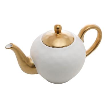 Imagem de Bule Para Café/Chá de Porcelana Branco/Dourado Dubai 1 Litro Wolff