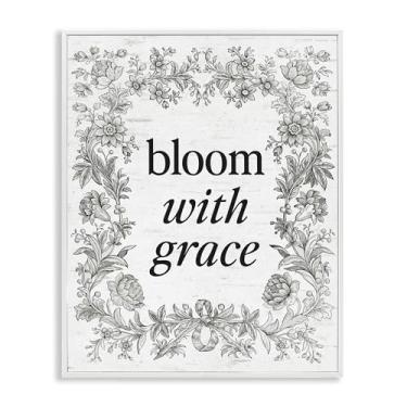 Imagem de Stupell Industries Arte giclée emoldurada branca com borda vintage Bloom with Grace, design por Lettered and Lined, 14 x 11