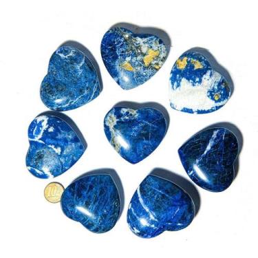 Imagem de 10 Corações de Pedra Sodalita Azul Natural de 50 a 70mm para Atacado