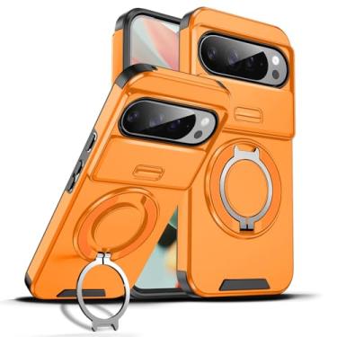 Imagem de Dteck Capa magnética para Google Pixel 10 Pro XL de 6,8 polegadas 2025, com suporte de anel giratório, capa de lente de câmera deslizante, compatível com acessórios MagSafe, capa fina leve e protetora
