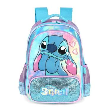 Imagem de Mochila de Costas com Pelucia e Stitch em Alto Relevo - Luxcel, Azul