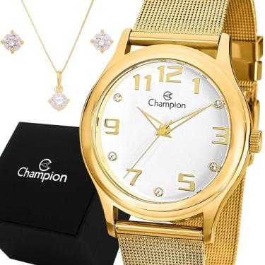Imagem de Relógio Champion Feminino Dourado Branco Original 1 ano de garantia co