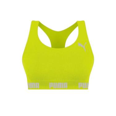 Imagem de Top Puma 27070 Sem Costura Nadador Toque Leve Poliamida, G, Limão