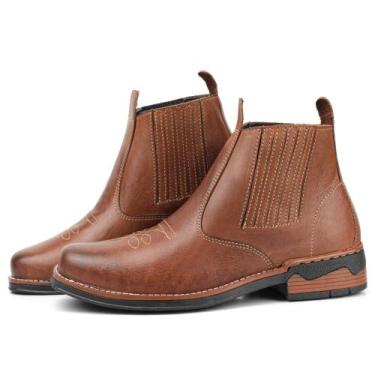 Imagem de Botina de elástico masculina country rodeio estilo texana em couro - P