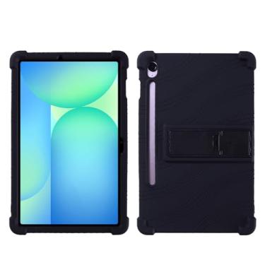 Imagem de QYiiD Capa para Galaxy Tab S10 FE Plus 13,1 polegadas modelo 2025 (SM-X620/X626), capa protetora de silicone leve para crianças, borracha macia à prova de choque, preta