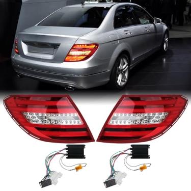 Imagem de Pinkomoto Par de luzes traseiras de LED atualizado compatível com Mercedes Benz C300 C350 C63 AMG 2008 2009 2010, lanterna traseira de seta de freio esquerdo direito, substituição de lanterna traseira
