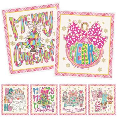 Imagem de Deorfuy Panos de prato suecos de Natal para cozinha - 6 peças de panos suecos de Natal rosa para lavar pratos, quebra-nozes de Natal reutilizáveis, esponja de limpeza lavável para pão de gengibre