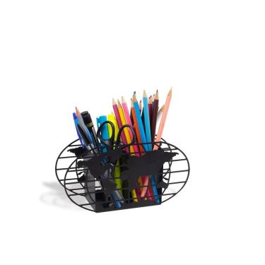 Imagem de Suporte Porta Caneta De Aco Mapa Mundi Grade 20Cm Preto