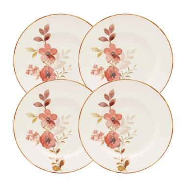 Imagem de Jogo De Pratos Fundos Kit 4 Peças 21,5Cm Cerâmica Chá Das 5