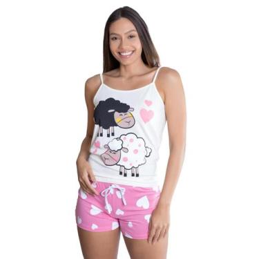 Imagem de Pijama De Calor Feminino Verão Ovelha Empório Do Algodão, Rosa, P