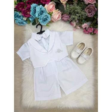 Imagem de Conjunto Miss Cherry Meninos Bebe Felipe Shorts Branco - Camisa e Jard