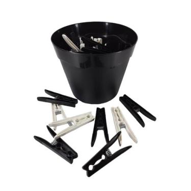 Imagem de Cesto Preto Pregadores de Roupas Plástico Preto com Rosa - Dhause, Bra